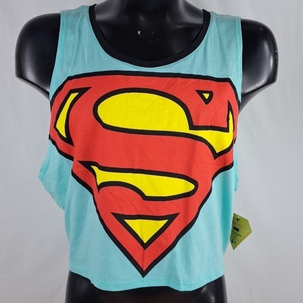 NWT Women's LG DC Comics Superman big logo LG casual summer tank top shirt